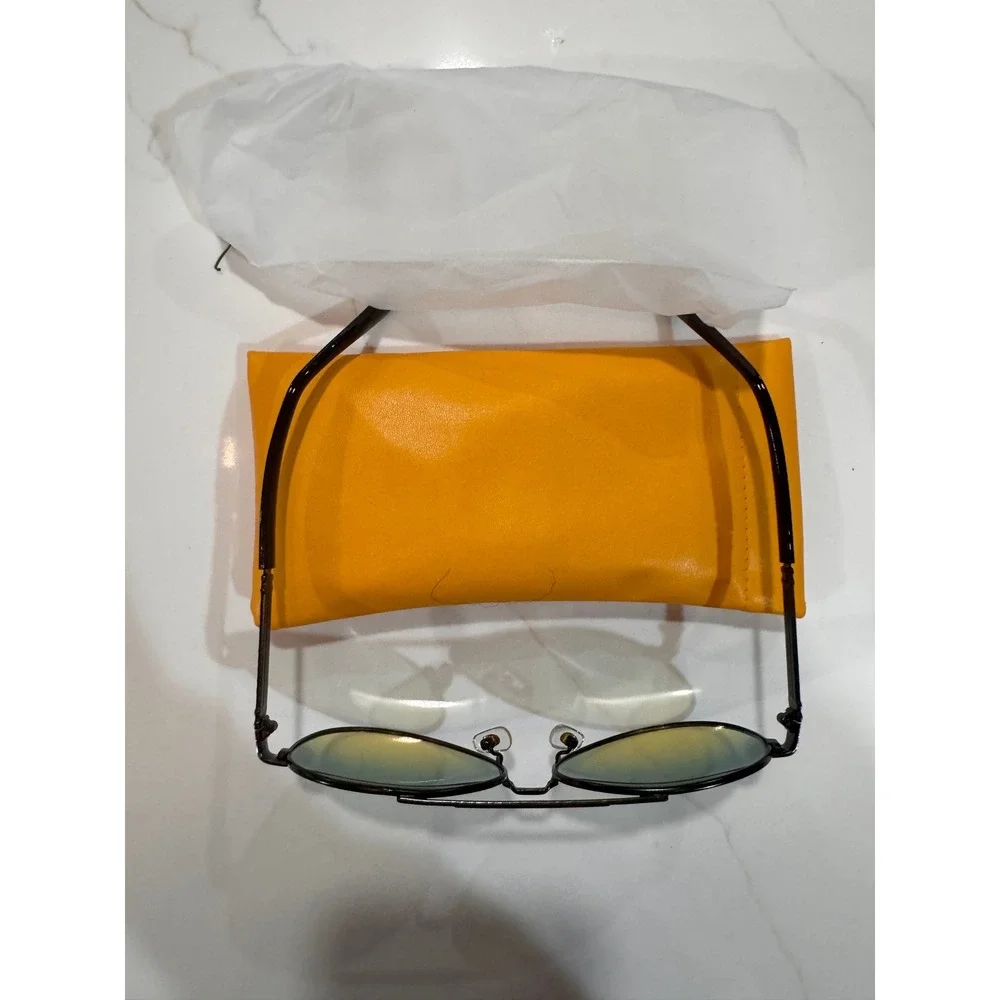 Retro Aviator Sunglasses Green Yellow Ombre Gradient Lens‎ Black Metal Frame